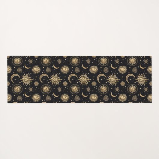 Gold Black Celestial Sun Moon Star Übung Yogamatte (Rückseite (Horizontal))