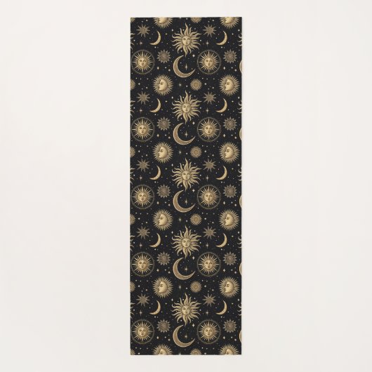 Gold Black Celestial Sun Moon Star Übung Yogamatte (Rückseite)