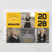 Gold & Black Chalkboard 3 Foto Abschluss Einladung (Vorderseite)