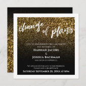 Gold Black Change of Plans Zurückgestellt Hochzeit Einladung (Vorne/Hinten)