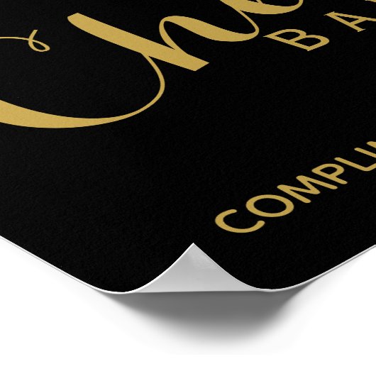GOLD & Black CHEER Bar Hochzeit oder Party Zeichen Poster (Ecke)