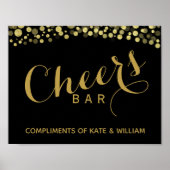 GOLD & Black CHEER Bar Hochzeit oder Party Zeichen Poster (Vorne)