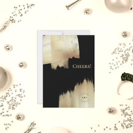 Gold Black Cheers Frohes Neues Jahr mit Logo Holid Feiertagskarte