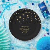Gold & Black Chic Confetti-Rente-Party Pappteller (Party)