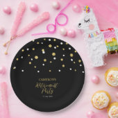 Gold & Black Chic Confetti-Rente-Party Pappteller (Party)