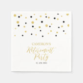 Gold & Black Chic Confetti-Rente-Party Serviette (Vorderseite)