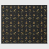 Gold Black Chic Weihnachtsbaum Privatkundenlogo Geschenkpapier (Flach)