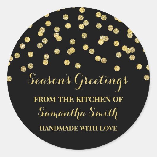 Gold Black Christmas Baking Sticker Confetti (Vorderseite)