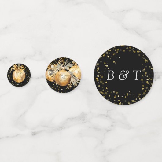 Gold Black Christmas Konfetti (Rückseiten)