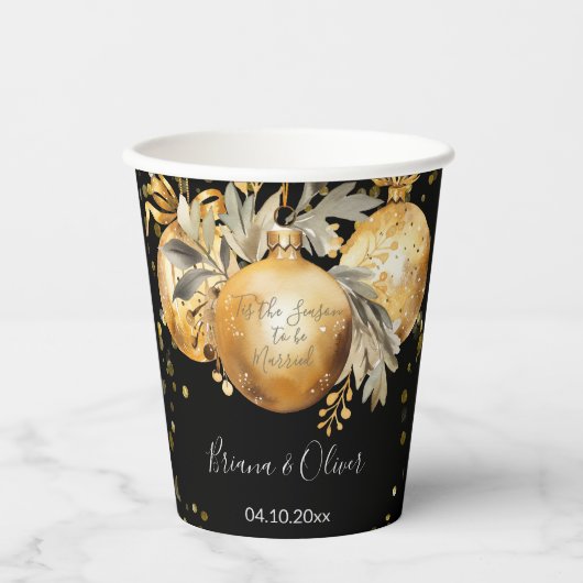 Gold Black Christmas Pappbecher (Vorderseite)