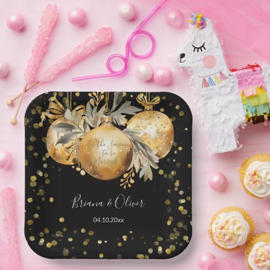 Gold Black Christmas Pappteller (Party)