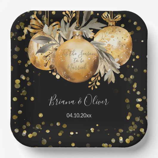 Gold Black Christmas Pappteller (Vorderseite)