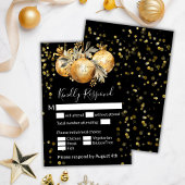 Gold Black Christmas RSVP Karte