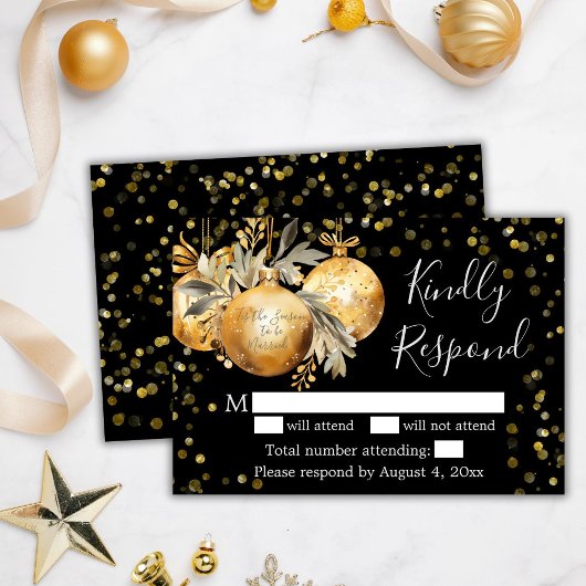 Gold Black Christmas - RSVP-Karte Dankeskarte