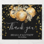 Gold Black Christmas Schaumweinetikett (Einzelnes Label)