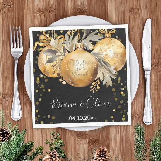 Gold Black Christmas Serviette