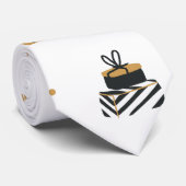 Gold Black Christmas Tree Muster Krawatte (Gerollt)