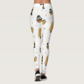 Gold Black Christmas Tree Muster Leggings (Rückseite)