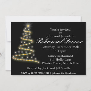 Gold Black Christmas Tree Probe Dinner Einladung