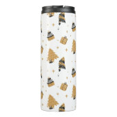 Gold Black Christmas Trees Muster Thermosbecher (Rückseite)