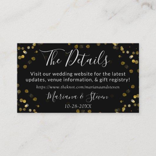 Gold Black Christmas Wedding Website Begleitkarte (Vorderseite)