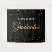 Gold Black Class 2024 Graduates Hintergrund Wandteppich (Vorderseite (Horizontal))