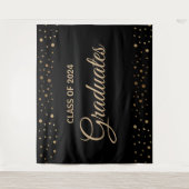 Gold Black Class 2024 Graduates Hintergrund Wandteppich (Vorderseite)