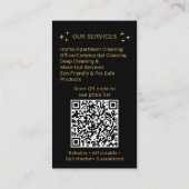 Gold Black Cleaning Service Maid QR Code Logo Visitenkarte (Rückseite)
