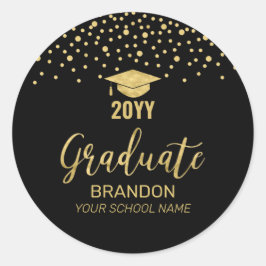 Gold Black Confetti 2022 Graduation Party Favor Runder Aufkleber