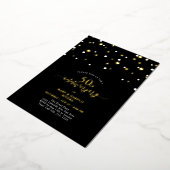Gold & Black Confetti 50. Hochzeitstag Folieneinladung (Gedreht)