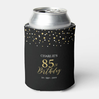 Gold & Black Confetti 85th Birthday Party Favor Dosenkühler