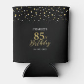 Gold & Black Confetti 85th Birthday Party Favor Dosenkühler (Vorderseite)