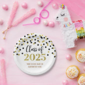 Gold Black Confetti Abschluss 2025 Pappteller (Party)