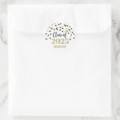 Gold Black Confetti Abschluss 2025 Runder Aufkleber (Tasche)