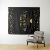 Gold & Black Confetti | ABSCHLUSS Wandteppich (Beispiel (Horizontal))