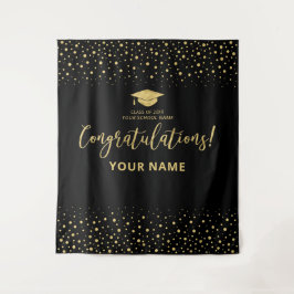 Gold & Black Confetti | ABSCHLUSS Wandteppich