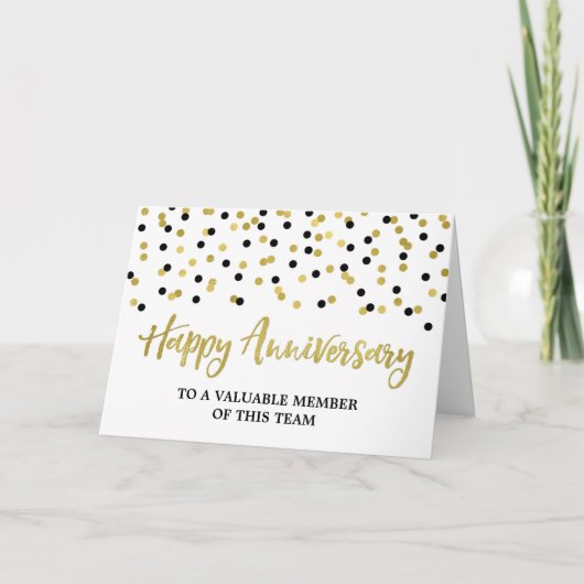 Gold Black Confetti Anniversary Card Karte (Vorderseite)
