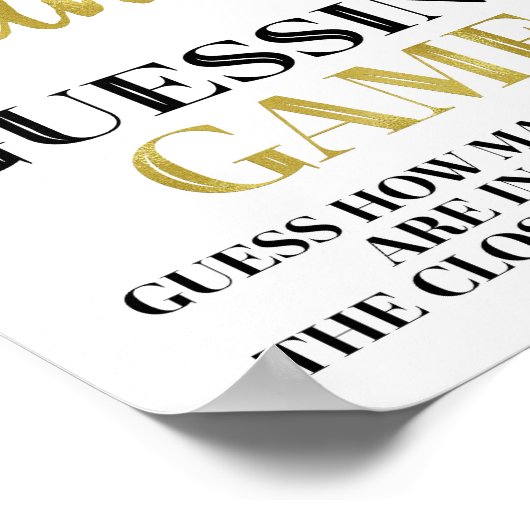 Gold Black Confetti Candy Guessing Game Sign Poster (Ecke)