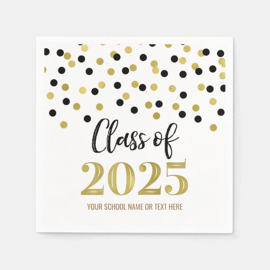 Gold Black Confetti Class of 2025 Napkins Serviette (Vorderseite)