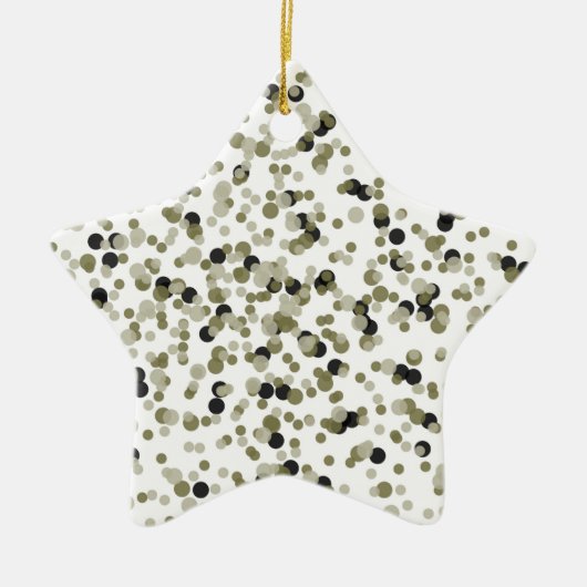 Gold Black Confetti Dots Keramik Ornament (Vorne)