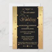 Gold Black Confetti Glam Wedding Einladung (Vorderseite)