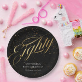 Gold Black Confetti Glitzer 80. Geburtstag Pappteller (Party)