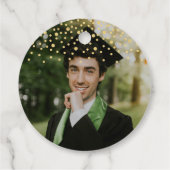 Gold Black Confetti Graduation Party Foto Geschenkanhänger (Rückseite)