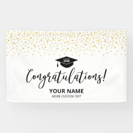 Gold & Black Confetti Gratulation Abschluss Banner