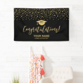 Gold & Black Confetti Gratulation Abschluss Banner (Insitu)