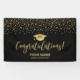 Gold & Black Confetti Gratulation Abschluss Banner
