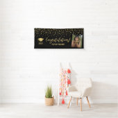 Gold & Black Confetti Gratulation Abschluss Banner (Insitu)