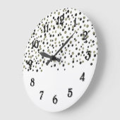 Gold Black Confetti Große Wanduhr (Winkel)