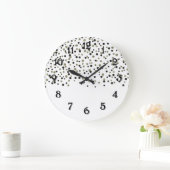 Gold Black Confetti Große Wanduhr (Zuhause)