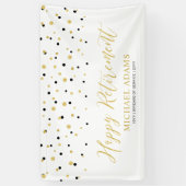 Gold & Black Confetti | Happy Retirement Party Ban Banner (Vertikal)